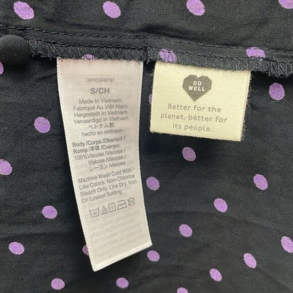 Madewell Polka Dot Surplice V-Neck Faux Wrap Midi Dress Black Purple Small - Picture 12 of 12